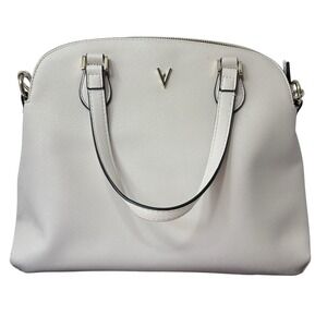 Vanessa Williams Lush Round Satchel Off White Faux Leather Dome Bag Minimalist